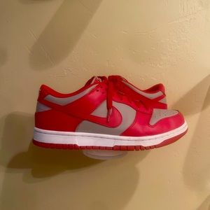 red and grey low top jordan 1.